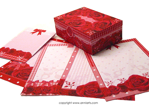 Anni Arts Crafts Red Roses Stationery