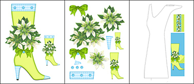 Printable Birth Flower and Gem December Shaped Stand-up Boot Card