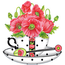  Anni Arts Handmade Card Designs Birth Flower August Shaped Teacup Cradle Card